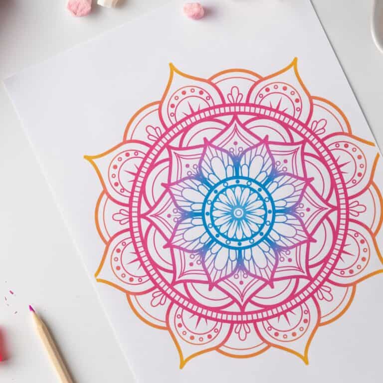 colorful doodled mandala on paper